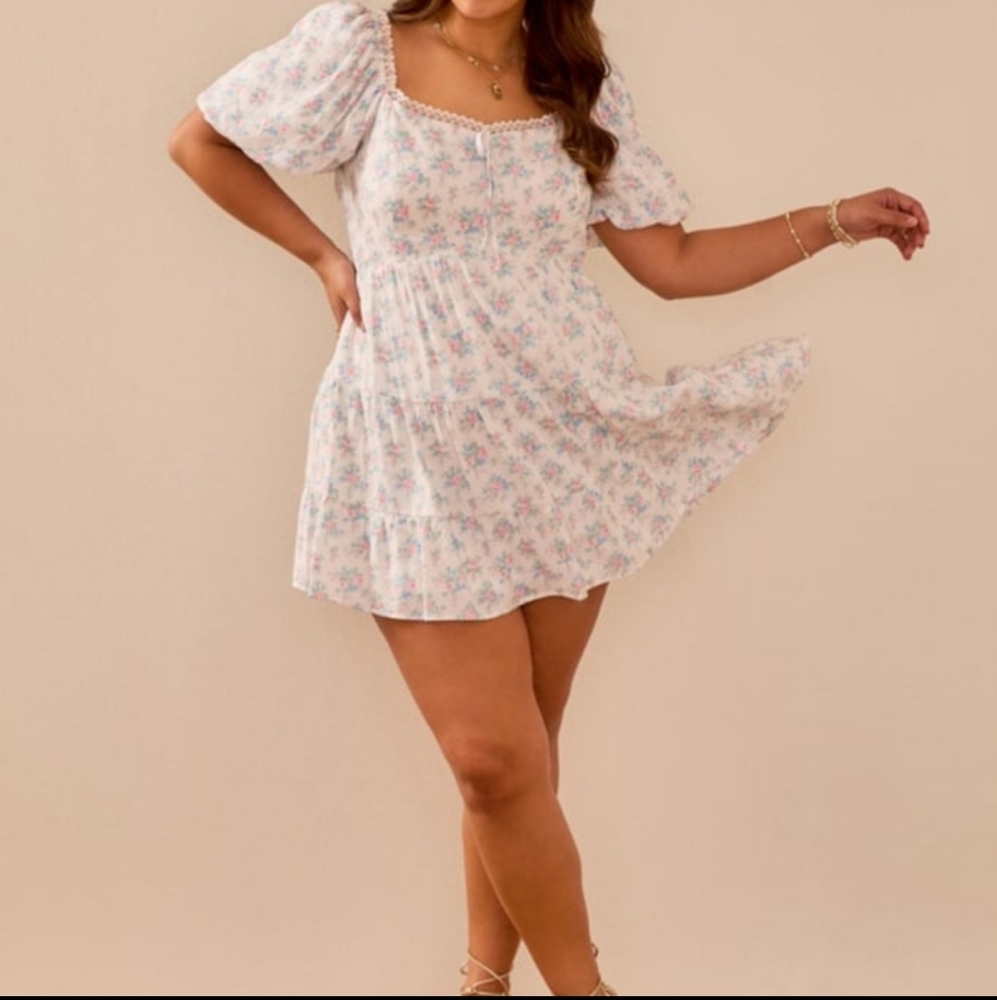 Arula Floral Mini Dress with Puff Sleeves